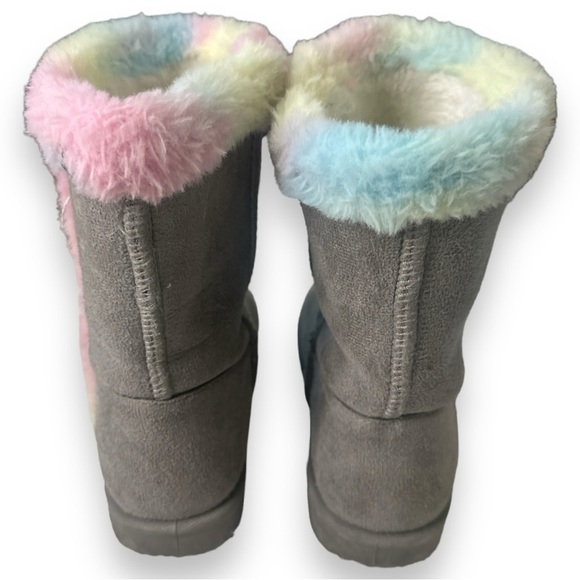 Fabkids Girls Rainbow Fur Lined Boot in Grey - 13 - Picture 6 of 10